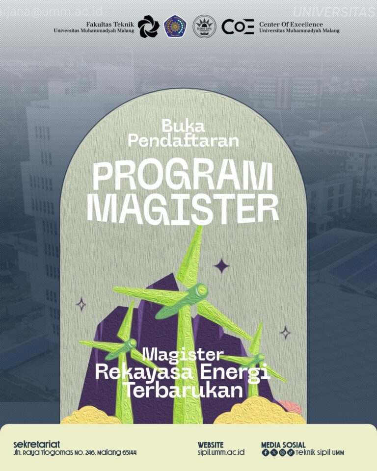UMM Buka Pendaftaran Program Magister Rekayasa Energi Terbarukan 2025/2026 Fakultas Teknik Universitas Muhammadiyah Malang siap cetak generasi unggul di bidang energi hijau